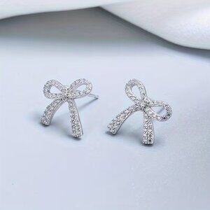 NEW - Silver coquette bow earrings, Office Jewelry, Minimalist jewelry, Bows